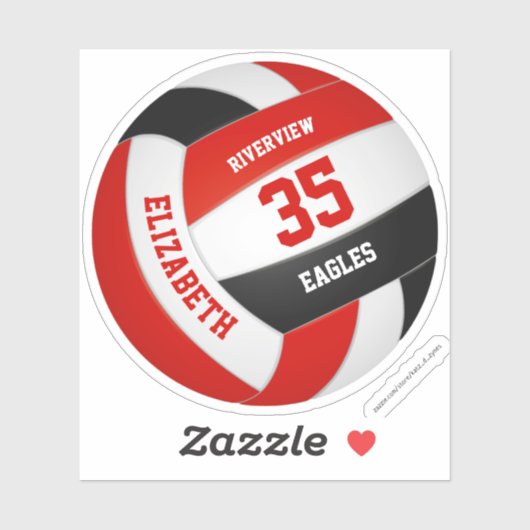 rood zwart team kleuren meisjes volleybal sticker (Vel)