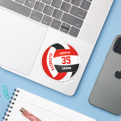 rood zwart team kleuren meisjes volleybal sticker (Laptop met iPhone)