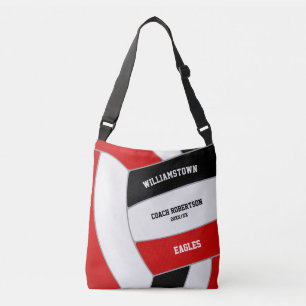 rood zwart team kleuren volleybal atleet coach crossbody tas
