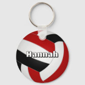 Rood Zwart Team Kleuren Volleybal Sport Party Sleutelhanger (Achterkant)