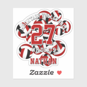 Rood Zwart Team Kleuren Volleyballen kinder Sport Sticker
