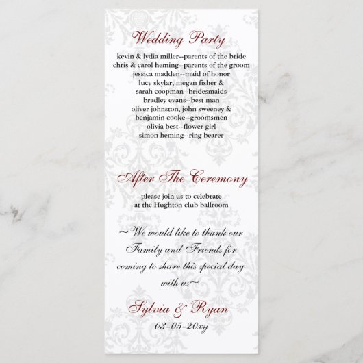 rood zwart Trouwprogramma Programma (Achterkant)