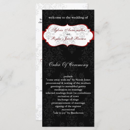 rood zwart Trouwprogramma Programma (Voorkant / Achterkant)