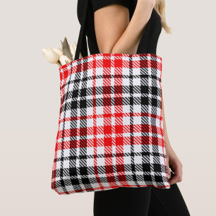 Rood Zwart Twill Geruit Schotse Ruit op Wit Draagtas