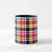 Rood Zwart Veelkleurig Flanel Plaid Tartan Design Mok (Midden)