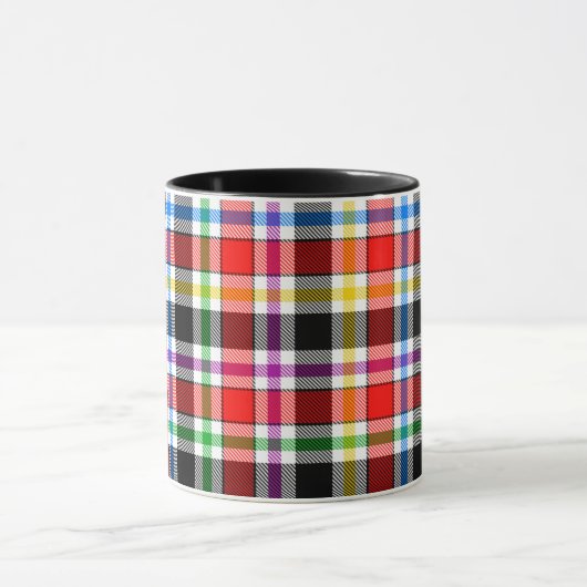 Rood Zwart Veelkleurig Flanel Plaid Tartan Design Mok (Midden)