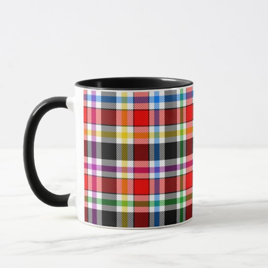 Rood Zwart Veelkleurig Flanel Plaid Tartan Design Mok (Links)