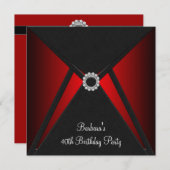 Rood zwart verjaardagsfeestje kaart (Voorkant / Achterkant)