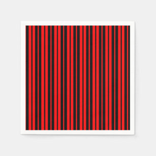 Rood Zwart Verticaal Streepjespatroon Servet