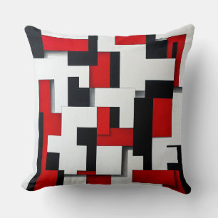 🛋️ Rood Zwart Vierkant Cadeau Moderne Decoratie Kussen