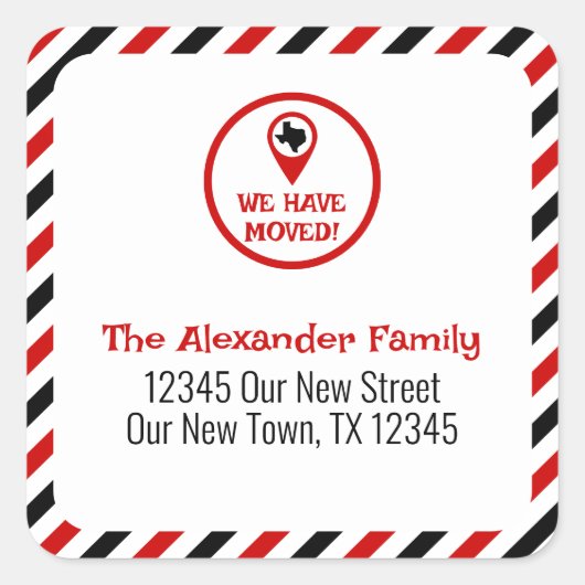 Rood & Zwart We hebben gestreepte verplaatsen Vierkante Sticker (Voorkant)