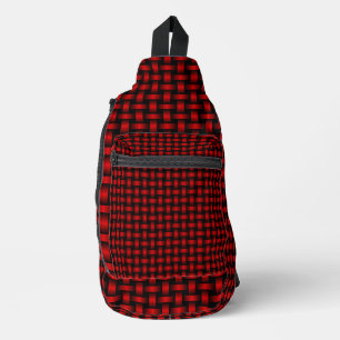 Rood Zwart Weefpatroon Sling Bag