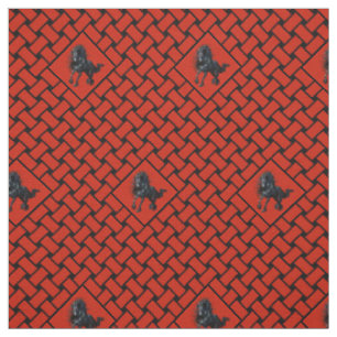 Rood/zwart weefsel, diamant, Friese paard 3" Stof