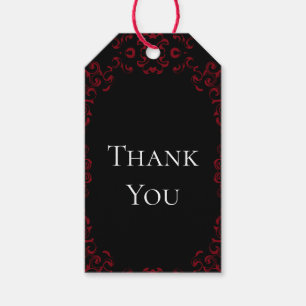Rood & Zwart Wervelend Gotisch Huwelijk Cadeaulabel