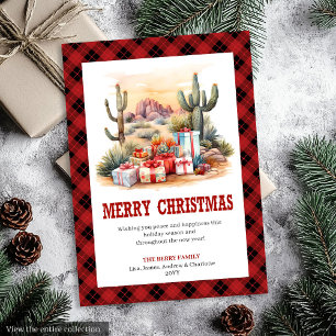 Rood Zwart Western Kerst Groetkaart Feestdagenkaart