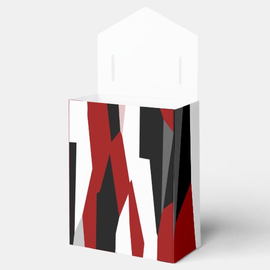 Rood zwart-wit abstract bedankdoosjes (Geopend)