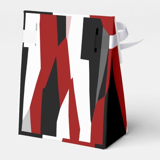 Rood zwart-wit abstract bedankdoosjes (Achterkant)
