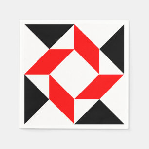 Rood zwart wit abstract geometrisch patroon servetten