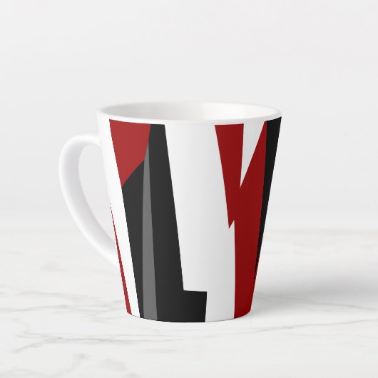Rood zwart-wit abstract latte mok (Linkerhoek)