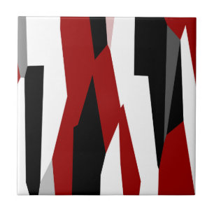 Rood zwart-wit abstract tegeltje
