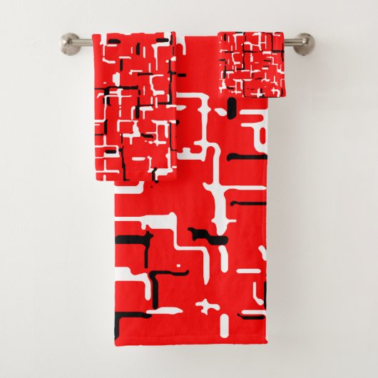 Rood zwart wit bad handdoek (Insitu)
