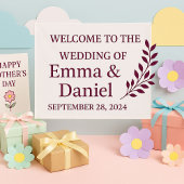 Rood Zwart Wit Bloemen Custom Banner | Birthday