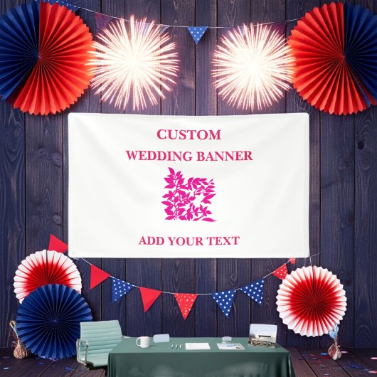 Rood Zwart Wit Bloemen Custom Banner | Birthday