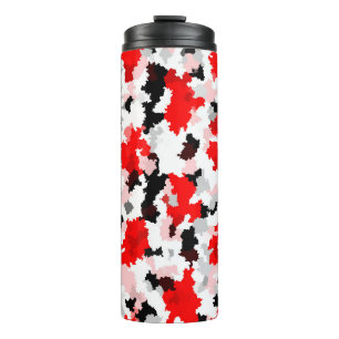 Rood Zwart Wit Camo Abstract Ontwerp Thermosbeker