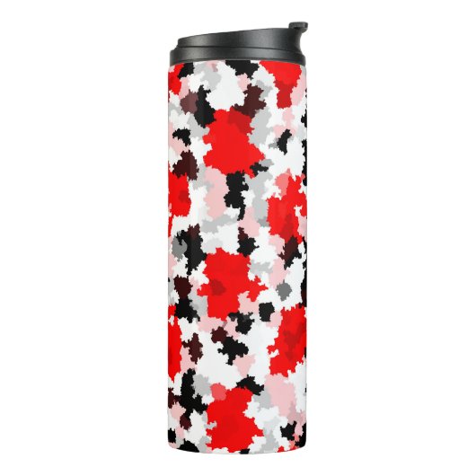 Rood Zwart Wit Camo Abstract Ontwerp Thermosbeker (Gedraaid links)