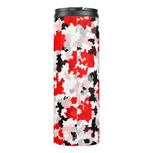Rood Zwart Wit Camo Abstract Ontwerp Thermosbeker (Achterkant)