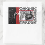Rood, Zwart, Wit Damask Photo Wine Label Sticker (Tas)