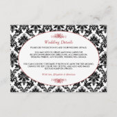 Rood, Zwart & Wit Damask Trouwdetail Informatiekaartje (Voorkant)