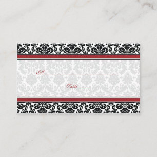 Rood, Zwart, Wit Damast Wedding Place Cards Plaatskaartje