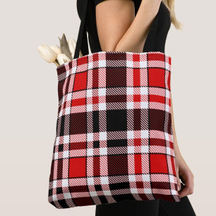 Rood Zwart Wit Flanel Tartan Patroon Ontwerp Draagtas