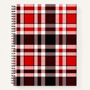 Rood Zwart Wit Flanel Tartan Patroon Ontwerp Notitieboek