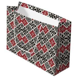 Rood Zwart Wit Geometrisch Folk Patroon Groot Cadeauzakje