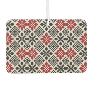Rood Zwart Wit Geometrisch Keffiyeh Folk Patroon Luchtverfrisser
