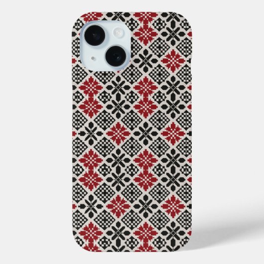 Rood Zwart Wit Geometrisch Keffiyeh Volkspatroon Case-Mate iPhone Case (Achterkant)