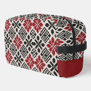Rood Zwart Wit Geometrische Keffiyeh Folk Patroon Toilettasje