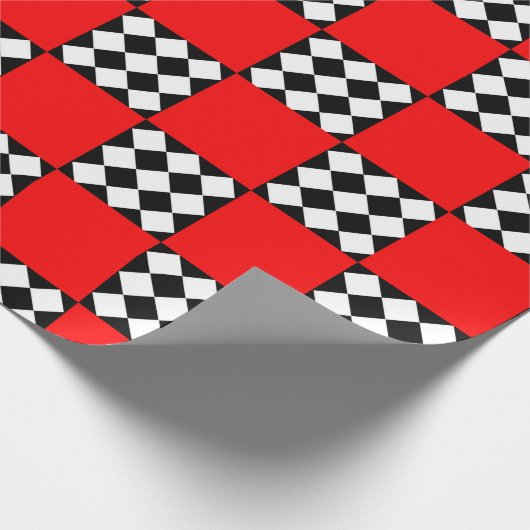 Rood Zwart Wit Geometrische Vierkante Driehoek Cadeaupapier (Hoek)