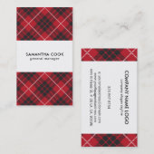 Rood zwart & wit geruite patroon visitekaartje (Voorkant / Achterkant)