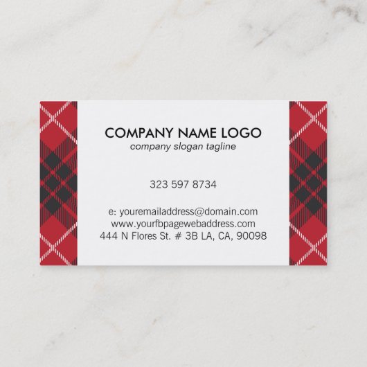 Rood zwart & wit geruite patroon visitekaartje (Achterkant)