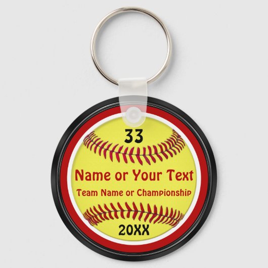 Rood, zwart, wit, GEVALIDEERD Softball-Sleutelhang Sleutelhanger (Voorkant)