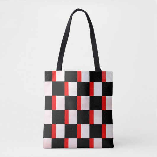 Rood Zwart Wit Kleur Blok Art Tas (Voorkant)