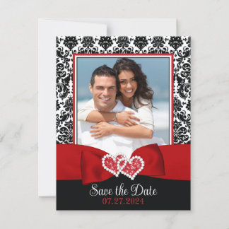 Rood, Zwart, Wit Liefde Harten Foto Save the Date