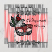 Rood Zwart Wit Masquerade Party Kaart (Voorkant / Achterkant)