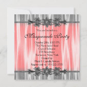 Rood Zwart Wit Masquerade Party Kaart (Achterkant)