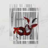 Rood Zwart Wit Masquerade Party RSVP (Voorkant / Achterkant)