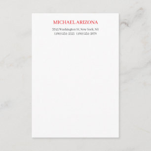 Rood Zwart & Wit Minimalistisch Eenvoudig Modern Informatiekaartje