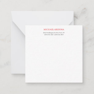 Rood Zwart & Wit Minimalistisch Eenvoudig Modern Notitiekaartje
